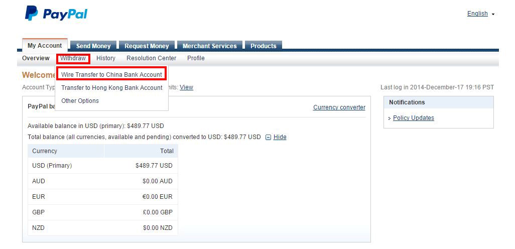 如何将PayPal余额通过电汇和支票方式提现？