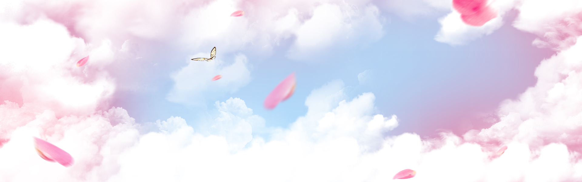 粉色云朵花瓣淘宝店铺背景图片素材