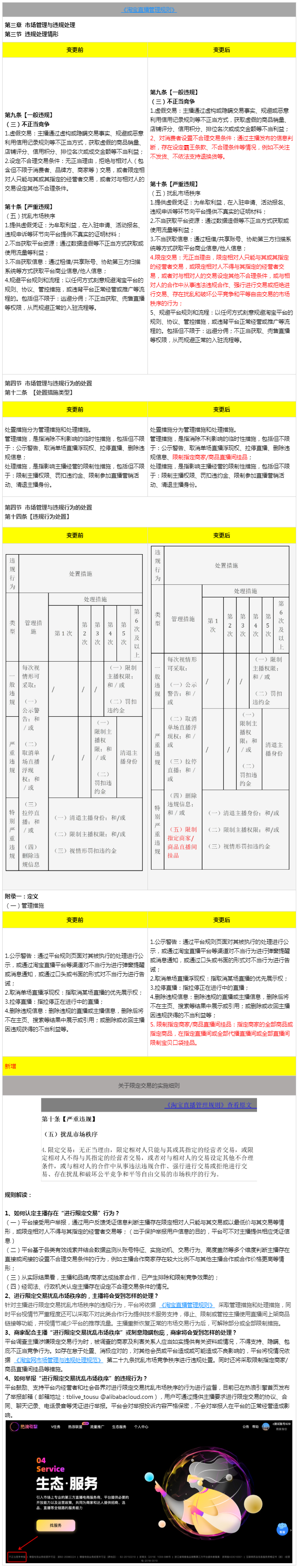 淘宝发布关于《淘宝直播管理规则》变更及新增《关于限定交易的实施细则》的公示通知