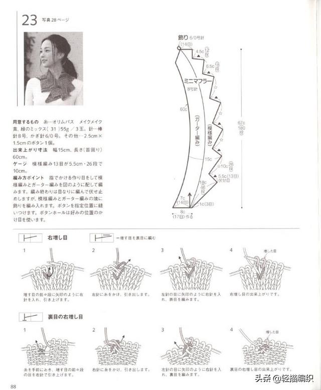 围巾和帽子，配色或花色线材编织，花样精美，精致典雅