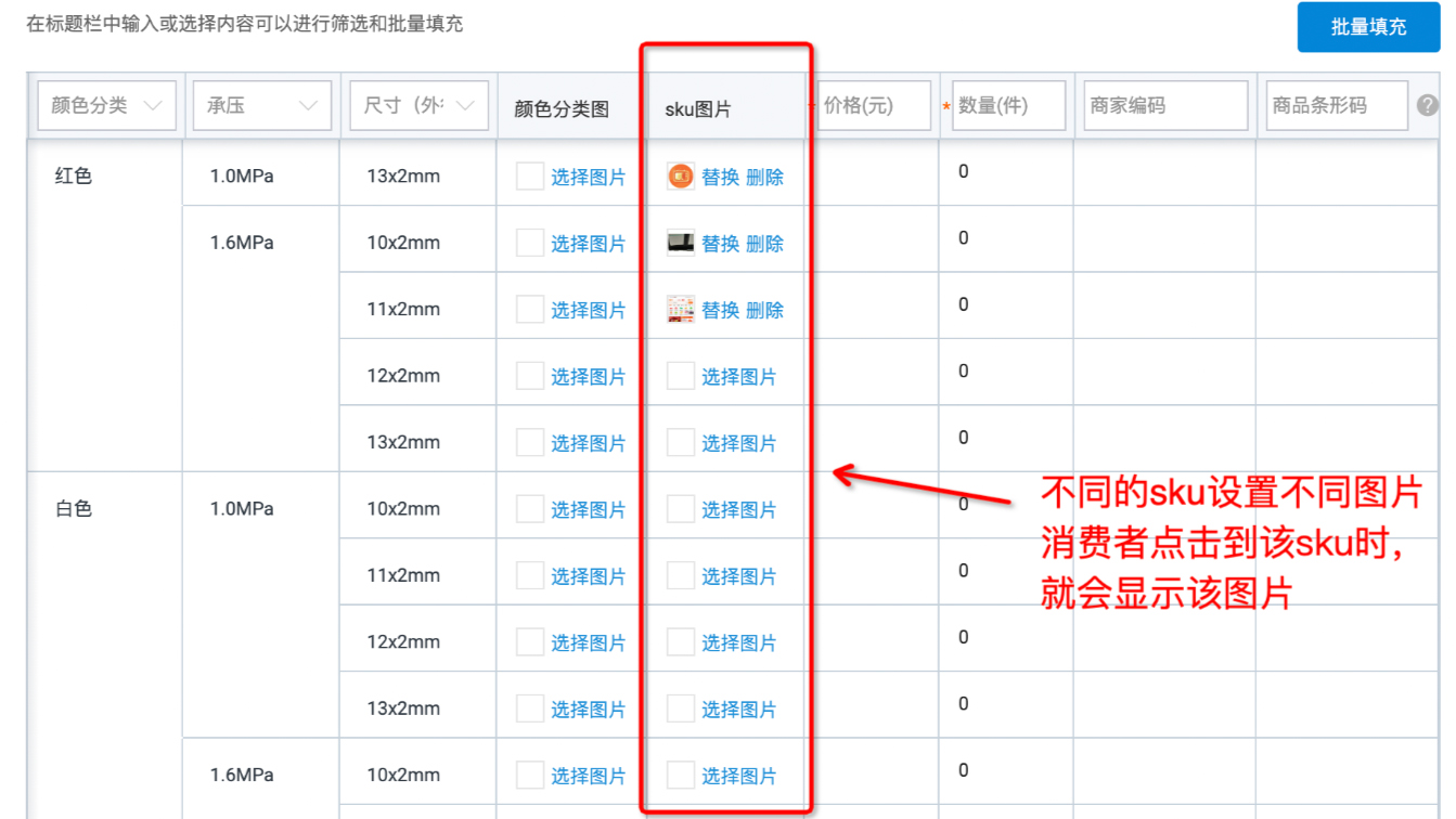 淘宝水管管材商品发布属性建议