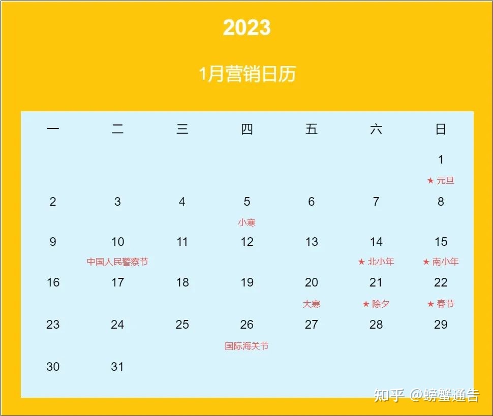 2023小红书全年营销日历（附热点话题）
