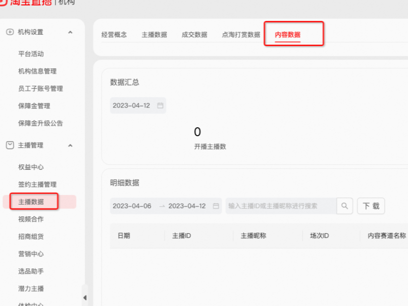 淘宝直播内容化数据如何查看？