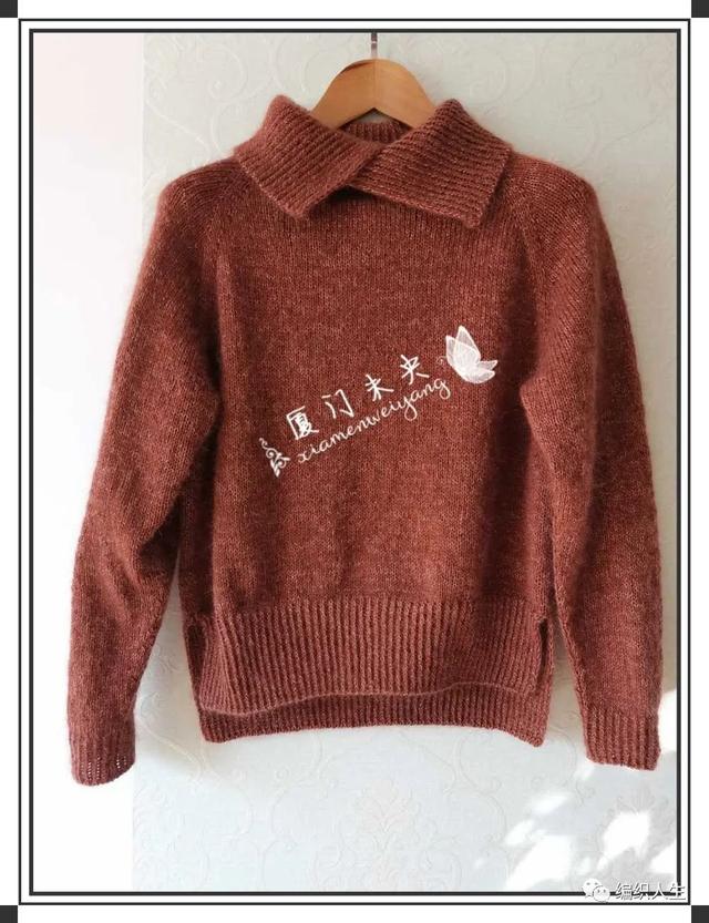 暖暖:领子很特别的女士百搭插肩袖套头衫(有编织说明) 暖暖:领子很特别的女士百搭插肩袖套头衫(有编织说明)