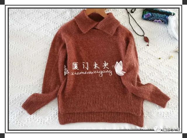 暖暖:领子很特别的女士百搭插肩袖套头衫(有编织说明) 暖暖:领子很特别的女士百搭插肩袖套头衫(有编织说明)