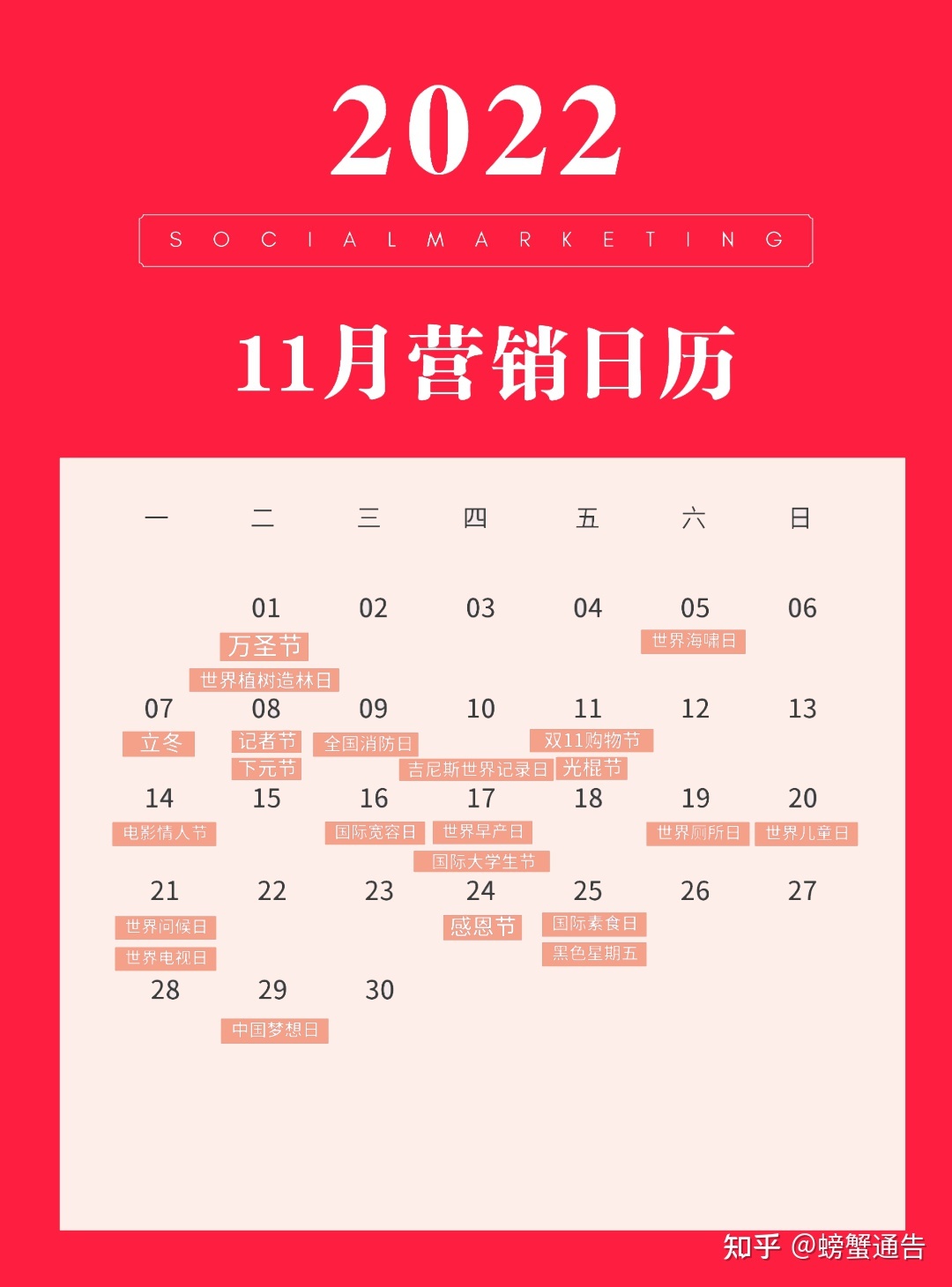 2022小红书全年营销日历（附热点话题）