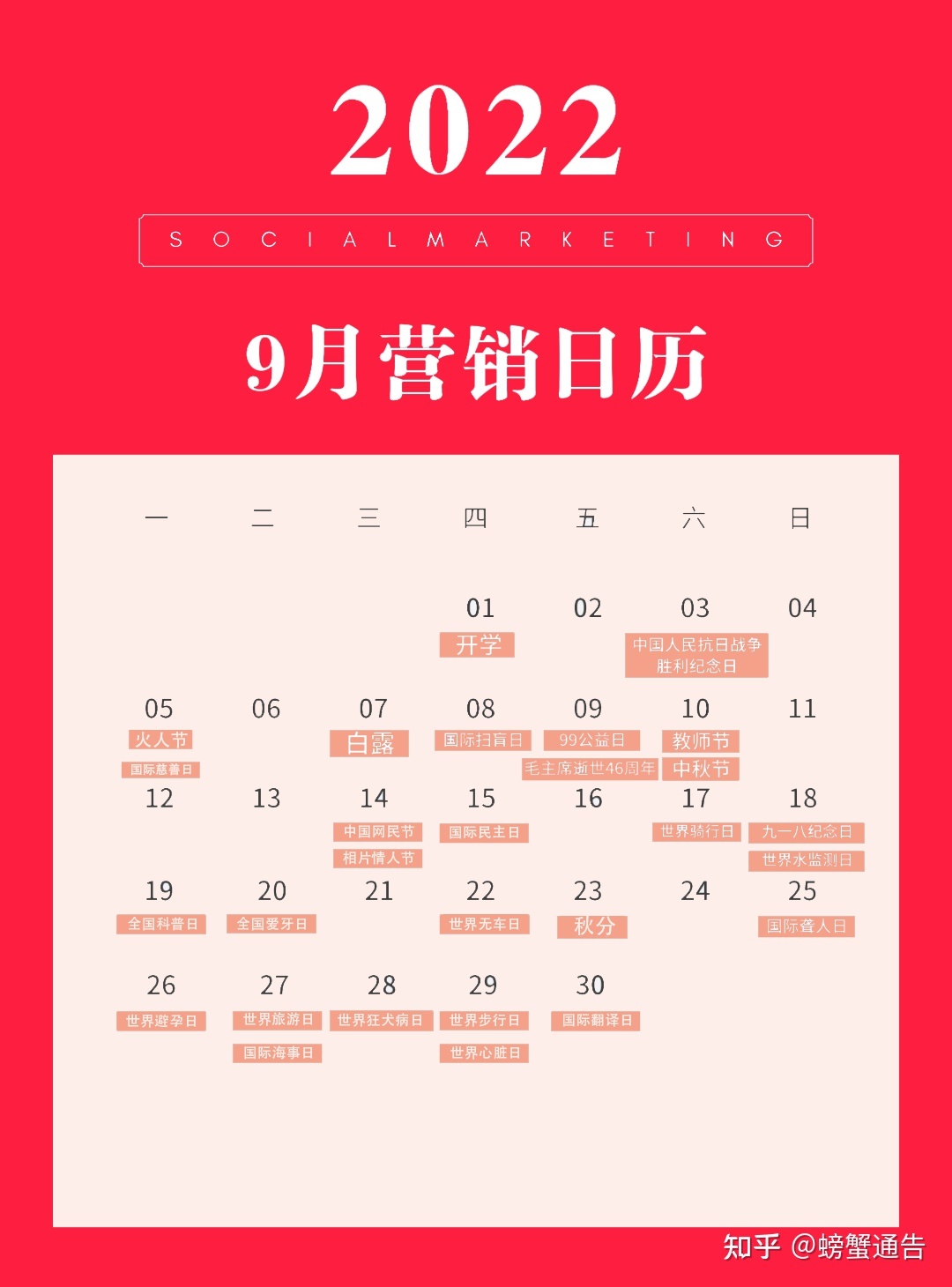 2022小红书全年营销日历（附热点话题）