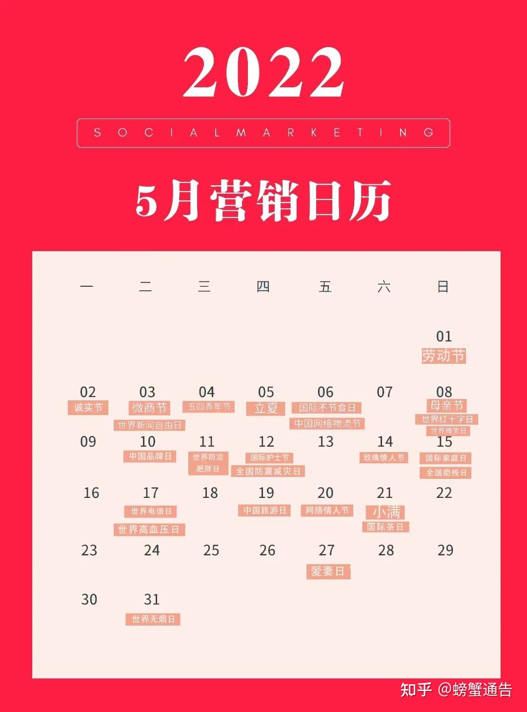 2022小红书全年营销日历（附热点话题）