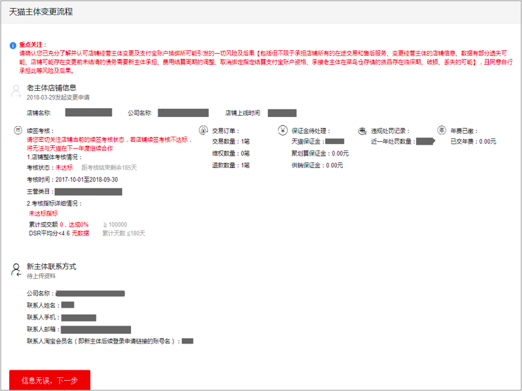 天猫店铺主体变更的申请流程是怎样的？