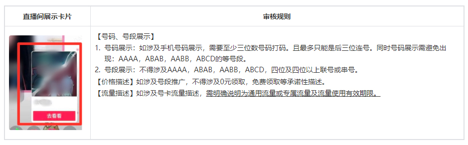 抖音星图通信行业直播间审核规则及处置策略