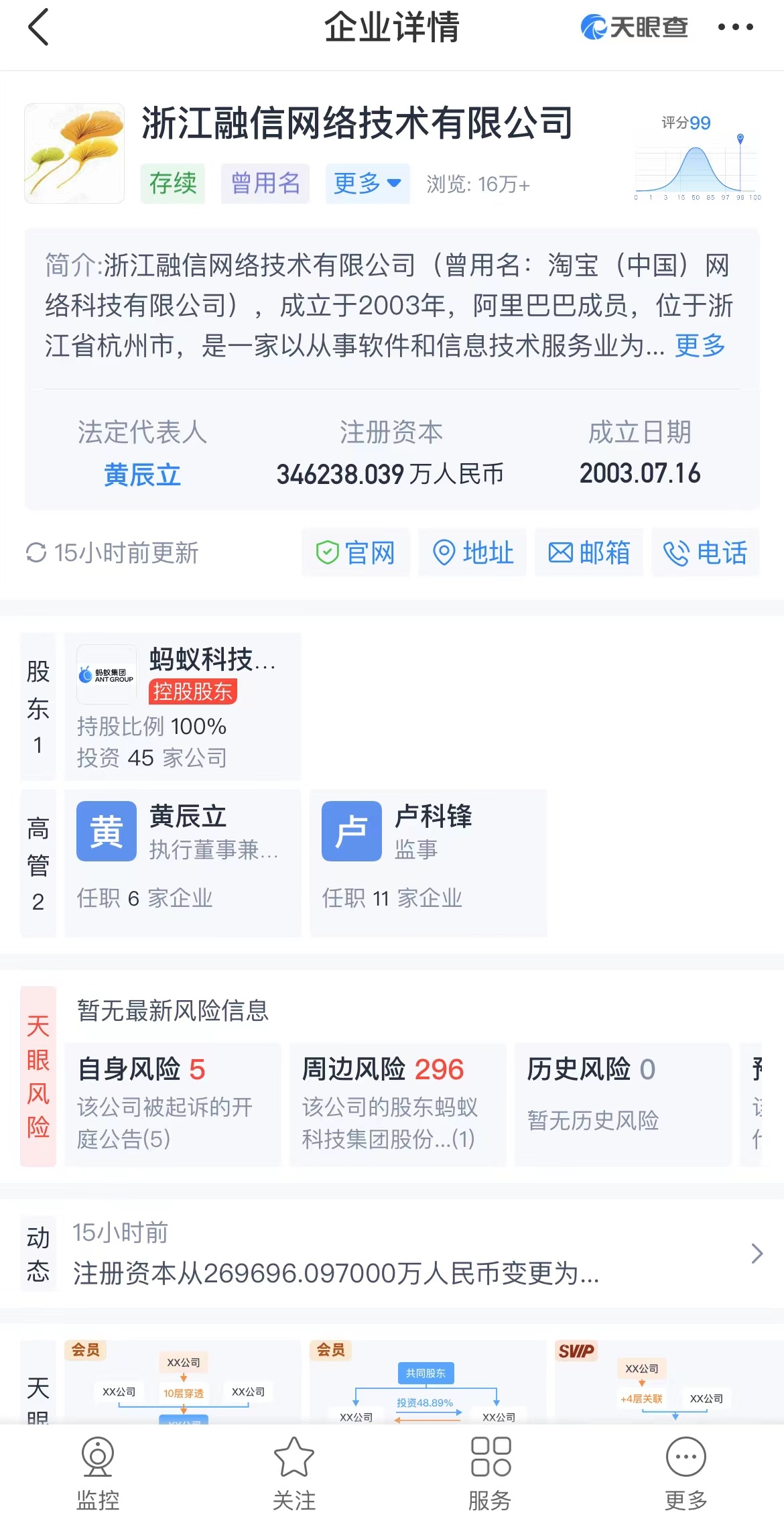 蚂蚁集团旗下浙江融信增资至34亿，增幅约28.36%
