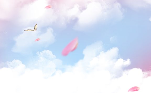 粉色云朵花瓣淘宝店铺背景图片素材