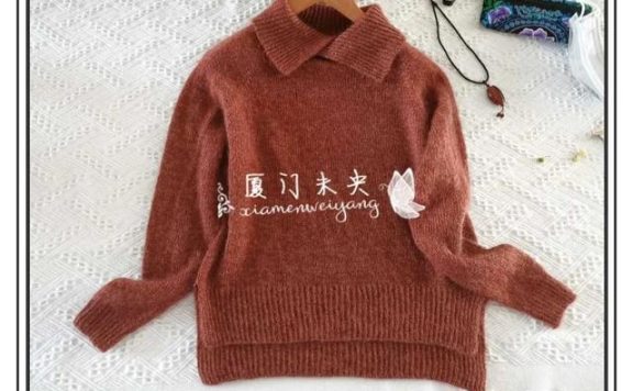 暖暖：领子很特别的女士百搭插肩袖套头衫（有编织说明）